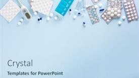  Presentation with medical pills - Slide set featuring pills-capsule-medicine-medical-treatment background and a sky blue colored foreground