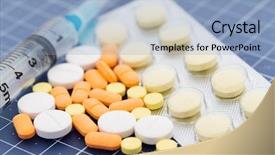  Presentation with capsules - Cool new presentation theme with pills capsules and syringe backdrop and a light blue colored foreground