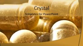  Presentation with capsules - PPT theme featuring pills health - close up of medical capsules background and a yellow colored foreground