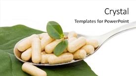  Presentation with spoon - PPT layouts with pills in a spoon isolated background and a white colored foreground