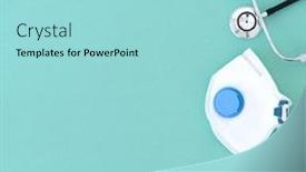  Presentation with blue puzzle pieces - Theme featuring pills-in-blisters-medical-mask background and a arctic colored foreground