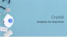  Presentation with blue puzzle pieces - Amazing slide deck having pills-in-blisters-medical-mask backdrop and a light blue colored foreground