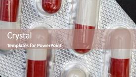  Presentation with plastic container - PPT layouts with controlled substance drugs - pills in plastic container background and a coral colored foreground