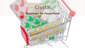  Presentation with pills - PPT layouts with pills-in-shopping-cart-isolated background and a sky blue colored foreground