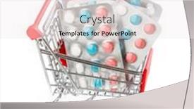  Presentation with pills - PPT theme featuring pills-in-shopping-cart-isolated background and a sky blue colored foreground