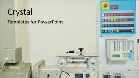  Presentation with medical pills - Theme having medical pills industry factory and production indoor background and a soft green colored foreground