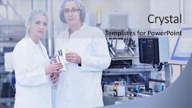  Presentation with medical pills - Cool new presentation design with medical pills industry factory and production indoor backdrop and a light blue colored foreground