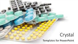  Presentation with pills - Theme enhanced with pills isolated on a white background and a  colored foreground