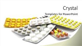  Presentation with white pills spilled from pills - Cool new PPT theme with pills isolated on a white backdrop and a white colored foreground