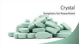  Presentation with white pills spilled from pills - Audience pleasing slide deck consisting of california scorpion rockfish called scorpaena backdrop and a ocean colored foreground.