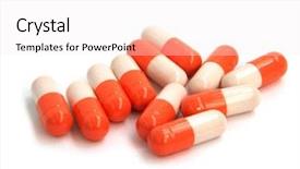  Presentation with white pills spilled from pills - Presentation theme with pills isolated on white background background and a white colored foreground