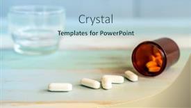  Presentation with pill bottle - Theme featuring chemical spill - pills medicine spilling background and a light blue colored foreground