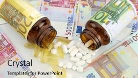  Presentation with cost - Colorful slides enhanced with pills money - medicine cost backdrop and a  colored foreground