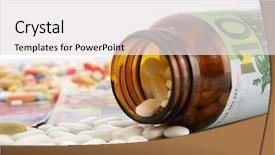  Presentation with pills money - Slides featuring pills money - medicine cost background and a white colored foreground