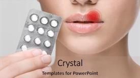  Presentation with herpes virus - Slide set having near face closeup herpes virus background and a coral colored foreground