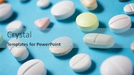  Presentation with pills - Beautiful slide deck featuring pills-on-a-blue-table backdrop and a light blue colored foreground