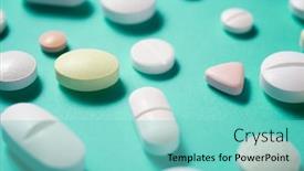  Presentation with pills - Audience pleasing presentation design consisting of pills-on-a-green-table backdrop and a seafoam green colored foreground