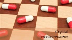  Presentation with abstract medical - Slides enhanced with pills on chessboard abstract medical background and a coral colored foreground