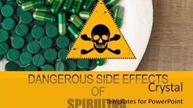  Presentation with spirulina - Cool new PPT theme with pills on table side effects backdrop and a  colored foreground