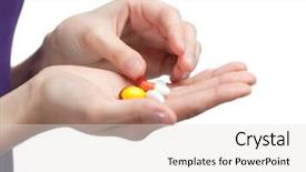  Presentation with herbal - Slide deck enhanced with pills on the hand herbal remedy isolated on white background and a light gray colored foreground