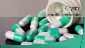  Presentation with spilling - Colorful slide set enhanced with pills spilling from an open backdrop and a soft green colored foreground