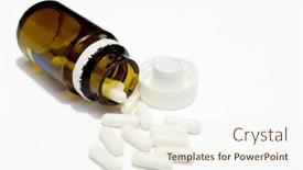  Presentation with spilling - Beautiful PPT theme featuring pills spilling from bottle on the white backgrounds backdrop and a cream colored foreground