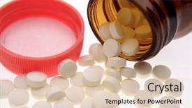  Presentation with spilling - Presentation theme featuring pills spilling from bottle background and a lemonade colored foreground