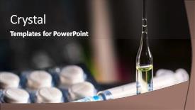  Presentation with ampoule - Presentation theme featuring pills-syringe-and-ampoule background and a dark gray colored foreground