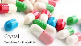  Presentation with tablet capsule - Colorful PPT layouts enhanced with pills tablet - closeup of capsule on white backdrop and a white colored foreground