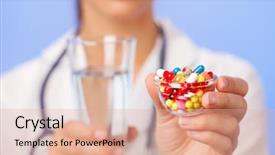  Presentation with drugs - Amazing presentation theme having pills tablets and drugs heap backdrop and a coral colored foreground