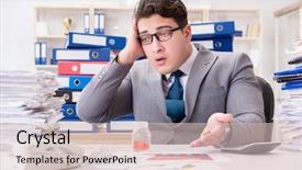  Presentation with stress - Beautiful PPT theme featuring pills to cope with stress backdrop and a  colored foreground