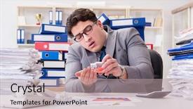  Presentation with stress management cartoon - PPT layouts consisting of pills to cope with stress background and a  colored foreground