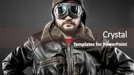  Presentation with vintage motorcycle - PPT layouts featuring pilot cap and goggles motorcycle background and a tawny brown colored foreground