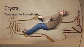  Presentation with airplane pilot - Cool new slide set with pilot driving a hand drawn backdrop and a coral colored foreground