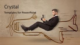  Presentation with hand drawn cartoon of sports - Presentation theme with pilot driving a hand drawn background and a coral colored foreground