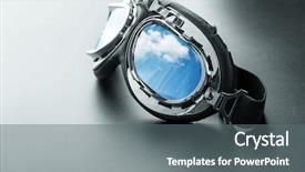  Presentation with pilot - PPT theme featuring ski racing - pilot glasses background and a gray colored foreground