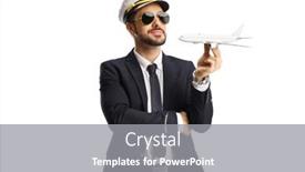  Presentation with airplane pilot - PPT layouts with pilot-holding-a-small-airplane background and a gray colored foreground