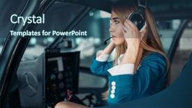  Presentation with cabin - Theme consisting of pilot in headphones in helicopter background and a ocean colored foreground