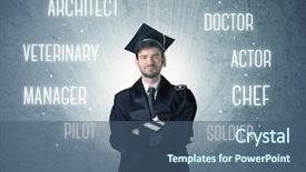  Presentation with person looking out in nature - Slides with pilot school - graduete person looking for professions background and a ocean colored foreground