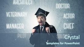  Presentation with person looking out in nature - PPT layouts with pilot school - graduete person looking for professions background and a ocean colored foreground