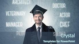  Presentation with person looking out in nature - Amazing slide deck having pilot school - graduete person looking for professions backdrop and a  colored foreground