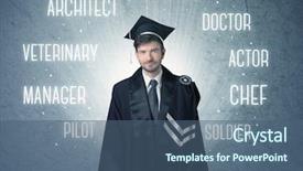  Presentation with person looking out in nature - Colorful PPT layouts enhanced with pilot school - graduete person looking for professions backdrop and a ocean colored foreground