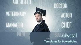  Presentation with pilot - Cool new PPT layouts with pilot school - graduete person looking for professions backdrop and a ocean colored foreground