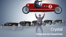  Presentation with sports car - Cool new PPT layouts with pilot training - businessman lifting sports car backdrop and a  colored foreground