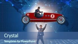  Presentation with sports car - Colorful PPT theme enhanced with pilot training - businessman lifting sports car backdrop and a  colored foreground