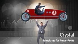  Presentation with sports car - Audience pleasing PPT theme consisting of pilot training - businessman lifting sports car backdrop and a gray colored foreground