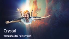  Presentation with pilot - Colorful presentation enhanced with pilot wings - girl flying with self-made plane backdrop and a navy blue colored foreground