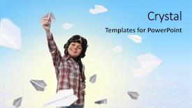  Presentation with airplane - Slides with pilots helmet playing with paper background and a arctic colored foreground