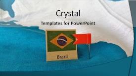  Presentation with map of brazil in red - PPT theme with pin and flag on brazil background and a white colored foreground