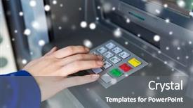  Presentation with atm - PPT layouts having pin code at cash machine background and a gray colored foreground